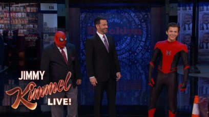 Tom Holland swings by ‘Jimmy Kimmel Live!’ in new ‘Spider-Man: Far From Home’ costume (video)